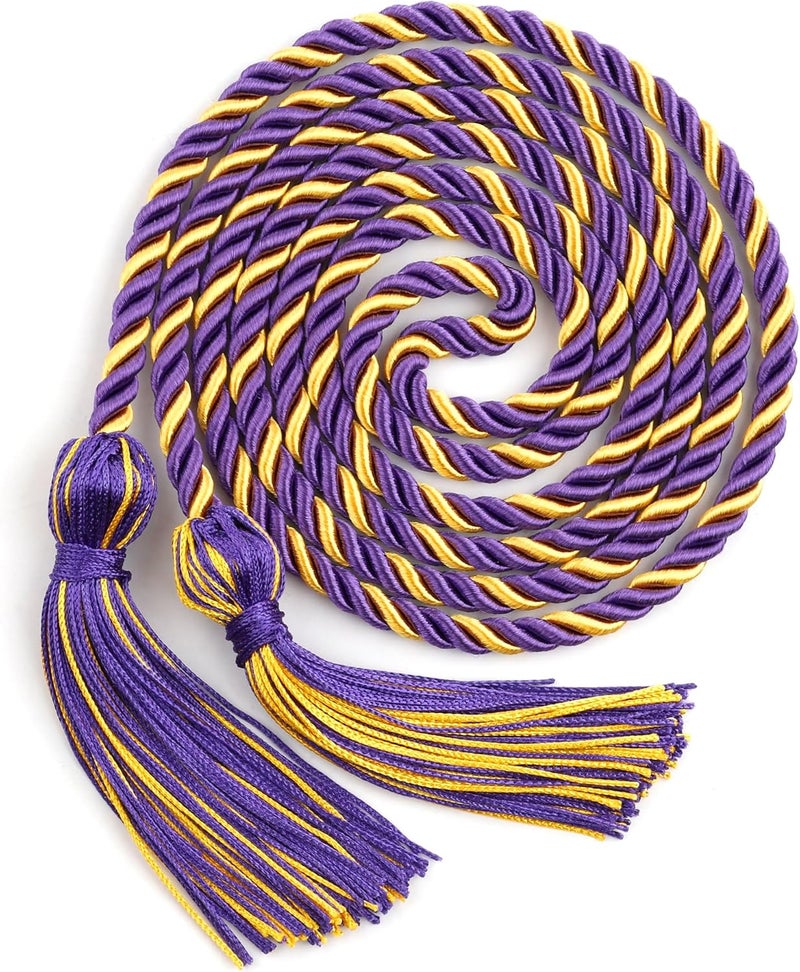 Leislam Purple Gold Graduation Honor Cords, 67" Braided Cords for Graduation Decorations, Bachelor Gown for Student Master Doctoral - Image 1